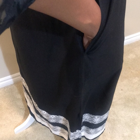 National, since 1952, Black & White Maxi Geometric  Lace Hem Side Pockets-L - Picture 8 of 14